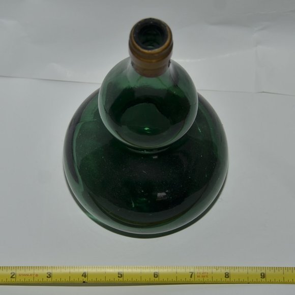 large green glass decorative jug decanter bottle home decor - Picture 6 of 13